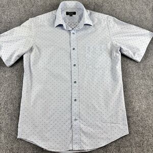 Countess Mara Mens 95 Short Sleeve Shirt Blue Pink Dot Pattern Medium